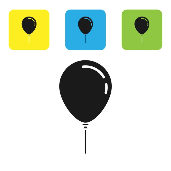 Globo negro con icono de cinta aislado sobre fondo blanco. Establecer iconos coloridos botones cuadrados. Ilustración vectorial — Archivo Imágenes Vectoriales