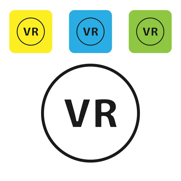 Schwarzes Virtual-Reality-Symbol isoliert auf weißem Hintergrund. setzen Symbole bunte quadratische Tasten. Vektorillustration — Stockvektor