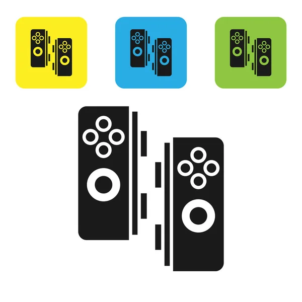 Black Gamepad icon isolated on white background. Game controller. Set icons colorful square buttons. Vector Illustration — Stock Vector