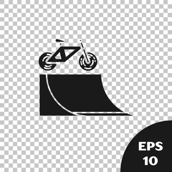 Black Bicycle on street ramp icon isolated on transparent background. Skate park. Extreme sport. Sport equipment. Vector Illustration