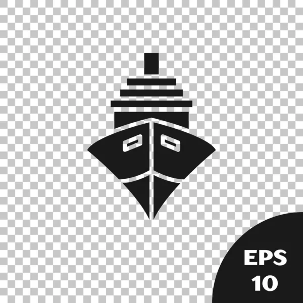 Black Cargo ship icon isolated on transparent background. Vector Illustration — Stock Vector