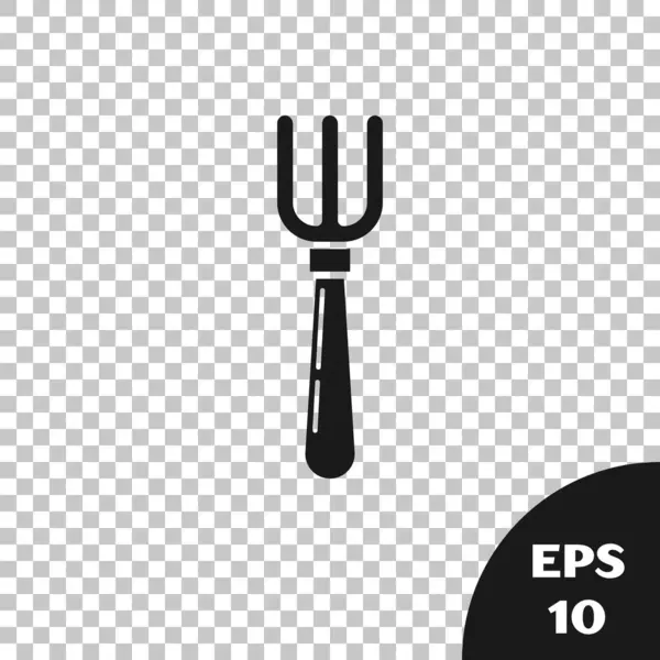 Black Fork icon isolated on transparent background. Cutlery symbol. Vector Illustration — Stock Vector