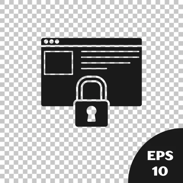 Black Secure your site with HTTPS, SSL icon isolated on transparent background. Internet communication protocol. Vector Illustration — Stock Vector