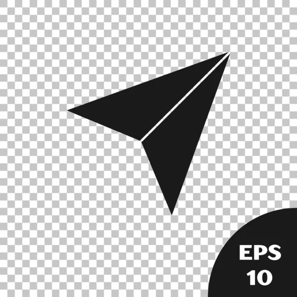 Icono de avión de papel negro aislado sobre fondo transparente. Ilustración vectorial — Vector de stock