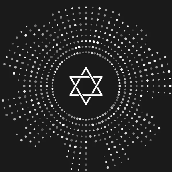 White Star of David icon isolated on grey background. Jewish religion symbol. Symbol of Israel. Abstract circle random dots. Vector Illustration — Stock Vector