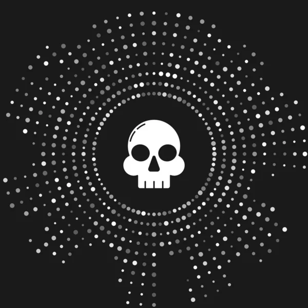 White Skull icon isolated on grey background. Happy Halloween party. Abstract circle random dots. Vector Illustration — Stock Vector