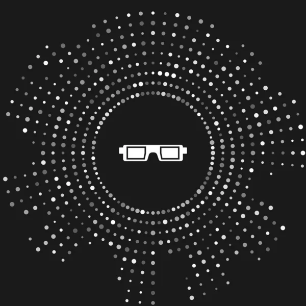 Weiße 3D-Kinobrille, isoliert auf grauem Hintergrund. abstrakte Kreis zufällige Punkte. Vektorillustration — Stockvektor