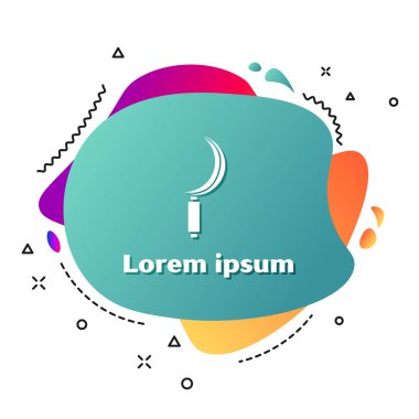 Beyaz Orak simgesi beyaz arkaplanda izole edildi. Kanca işaretini topluyorum. Sıvı şekilli soyut pankart. Vektör İllüstrasyonu