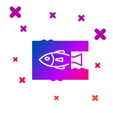 Renk Durdurucu Okyanus Plastik Kirliliği simgesi beyaz arkaplanda izole edildi. Çevre koruma kavramı. Balıklar plastiğe hayır der. Kademeli rastgele dinamik şekiller. Vektör İllüstrasyonu