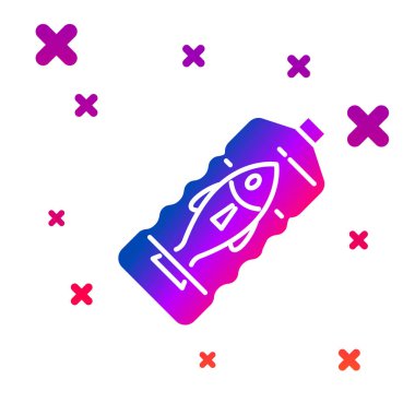 Renk Durdurucu Okyanus Plastik Kirliliği simgesi beyaz arkaplanda izole edildi. Çevre koruma kavramı. Balıklar plastiğe hayır der. Kademeli rastgele dinamik şekiller. Vektör İllüstrasyonu