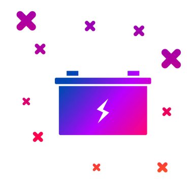 Color Car battery icon isolated on white background. Accumulator battery energy power and electricity accumulator battery. Gradient random dynamic shapes. Vector Illustration