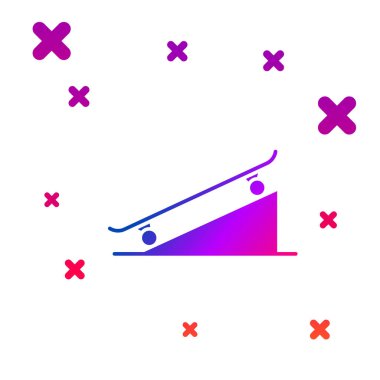 Color Skateboard on street ramp icon isolated on white background. Extreme sport. Sport equipment. Gradient random dynamic shapes. Vector Illustration