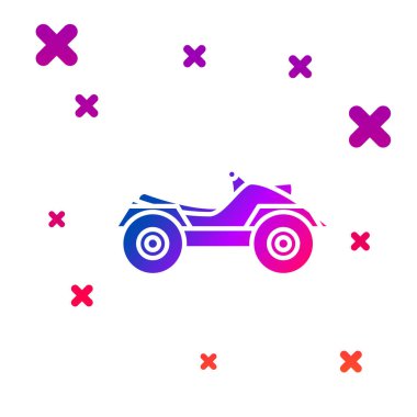 Beyaz arkaplanda tüm arazi araçlarını ya da Atv motosiklet simgesini izole et. Dörtlü bisiklet. Olağanüstü bir spor. Kademeli rastgele dinamik şekiller. Vektör İllüstrasyonu