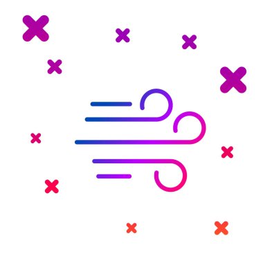 Beyaz arkaplanda Renk Rüzgarı simgesi izole edildi. Rüzgarlı bir hava. Kademeli rastgele dinamik şekiller. Vektör İllüstrasyonu