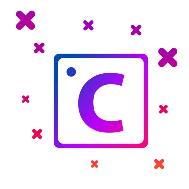 Beyaz arkaplanda izole edilmiş renkli Celsius simgesi. Kademeli rastgele dinamik şekiller. Vektör İllüstrasyonu