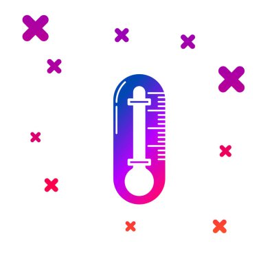 Beyaz arkaplanda izole edilmiş renkli termometre simgesi. Kademeli rastgele dinamik şekiller. Vektör İllüstrasyonu