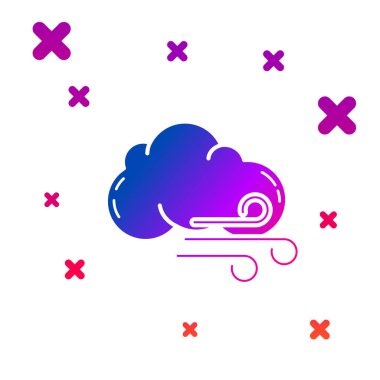 Renkli Windy hava simgesi beyaz arkaplanda izole edildi. Bulut ve rüzgar. Kademeli rastgele dinamik şekiller. Vektör İllüstrasyonu