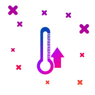 Beyaz arkaplanda izole edilmiş renkli termometre simgesi. Kademeli rastgele dinamik şekiller. Vektör İllüstrasyonu