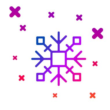 Beyaz arkaplanda renkli Kar Tanesi simgesi izole edildi. Kademeli rastgele dinamik şekiller. Vektör İllüstrasyonu