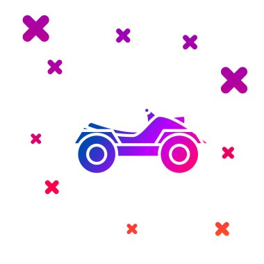 Beyaz arkaplanda tüm arazi araçlarını ya da Atv motosiklet simgesini izole et. Dörtlü bisiklet. Olağanüstü bir spor. Kademeli rastgele dinamik şekiller. Vektör İllüstrasyonu