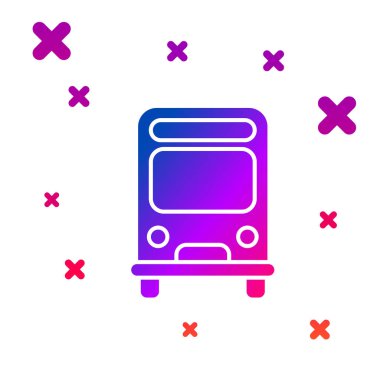 Beyaz arkaplanda izole edilmiş Renk Otobüsü simgesi. Ulaşım konsepti. Otobüs turu tabelası. Turizm ya da kamu aracı sembolü. Kademeli rastgele dinamik şekiller. Vektör İllüstrasyonu