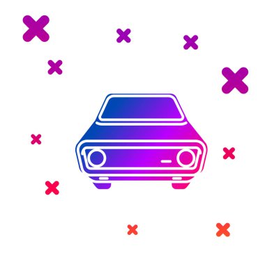 Beyaz arkaplanda izole edilmiş renkli araba simgesi. Ön manzara. Kademeli rastgele dinamik şekiller. Vektör İllüstrasyonu