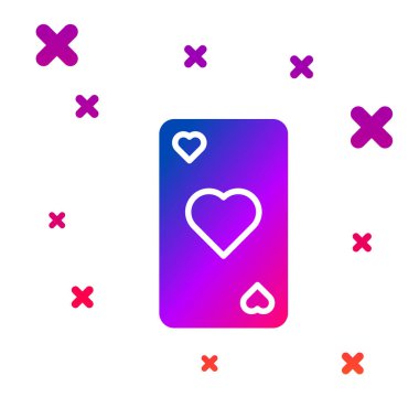 Beyaz arkaplanda kalp sembolü simgesi olan renk oynatma kartı. Kumarhane kumarı. Kademeli rastgele dinamik şekiller. Vektör İllüstrasyonu