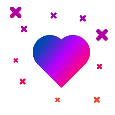 Beyaz arkaplanda kalp sembolü simgesi olan renk oynatma kartı. Kumarhane kumarı. Kademeli rastgele dinamik şekiller. Vektör İllüstrasyonu