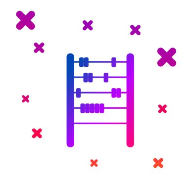 Beyaz arkaplanda izole edilmiş renkli Abaküs simgesi. Geleneksel sayım çerçevesi. Eğitim işareti. Matematik okulu. Kademeli rastgele dinamik şekiller. Vektör İllüstrasyonu