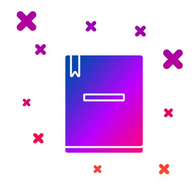 Renkli Not Defteri simgesi beyaz arkaplanda izole edildi. Spiral not defteri simgesi. Okul defteri. Yazı tahtası. Okul günlüğü. Kademeli rastgele dinamik şekiller. Vektör İllüstrasyonu