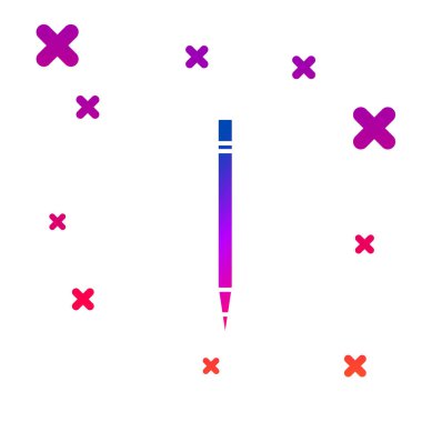 Silgi ile renkli kalem ve beyaz arkaplanda izole edilmiş çizgi simgesi. Çizim ve eğitim araçları. Okul sembolü. Kademeli rastgele dinamik şekiller. Vektör İllüstrasyonu