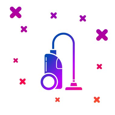 Renkli süpürge simgesi beyaz arkaplanda izole edildi. Kademeli rastgele dinamik şekiller. Vektör İllüstrasyonu