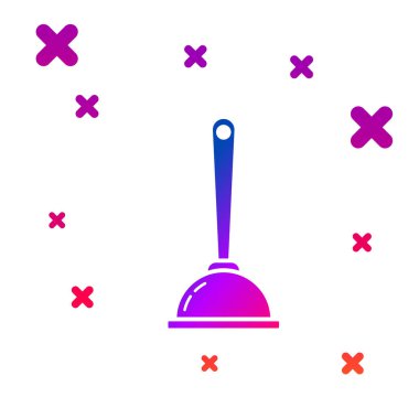 Beyaz arka planda izole edilmiş boru temizleme ikonu için ahşap saplı renkli lastik pompa. Tuvalet pompası. Kademeli rastgele dinamik şekiller. Vektör İllüstrasyonu