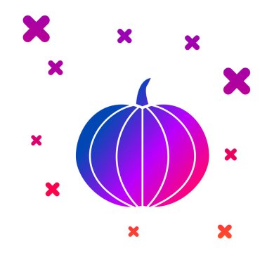 Beyaz arkaplanda izole edilmiş renkli balkabağı simgesi. Mutlu Cadılar Bayramı Partisi. Kademeli rastgele dinamik şekiller. Vektör İllüstrasyonu