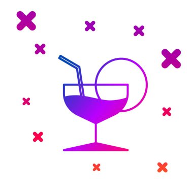 Beyaz arka planda izole edilmiş renkli martini cam ikonu. Kokteyl ikonu. Şarap kadehi ikonu. Kademeli rastgele dinamik şekiller. Vektör İllüstrasyonu