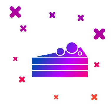 Renkli Kek simgesi beyaz arkaplanda izole edildi. Doğum günün kutlu olsun. Kademeli rastgele dinamik şekiller. Vektör İllüstrasyonu