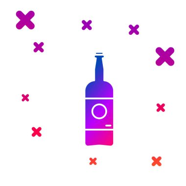 Beyaz arka planda yalıtılmış Renkli Bira şişesi simgesi. Gradyan rasgele dinamik şekiller. Vektör İllüstrasyonu