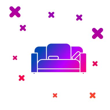 Beyaz arkaplanda izole edilmiş renkli kanepe simgesi. Kademeli rastgele dinamik şekiller. Vektör İllüstrasyonu