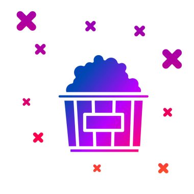 Renkli Popcorn karton kutu simgesi beyaz arka planda izole. Patlamış mısır kutusu. Degrade rasgele dinamik şekiller. Vektör Illustration