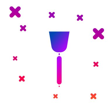 Beyaz arkaplanda izole edilmiş renkli Spatula simgesi. Mutfak spatula ikonu. Bbq spatula işareti. Barbekü ve ızgara aleti. Kademeli rastgele dinamik şekiller. Vektör İllüstrasyonu