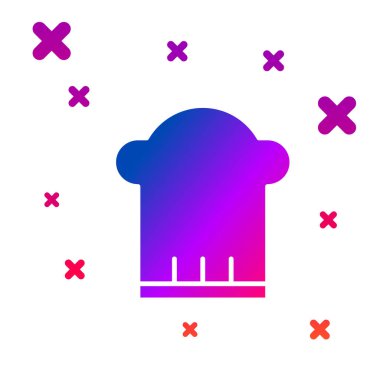 Renk Şefi şapka simgesi beyaz arkaplanda izole edildi. Aşçılık sembolü. Aşçı şapkası. Kademeli rastgele dinamik şekiller. Vektör İllüstrasyonu