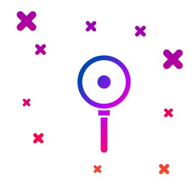 Renkli kızartma tavası simgesi beyaz arkaplanda izole edildi. Kızartma veya kızartma gıda sembolü. Kademeli rastgele dinamik şekiller. Vektör İllüstrasyonu