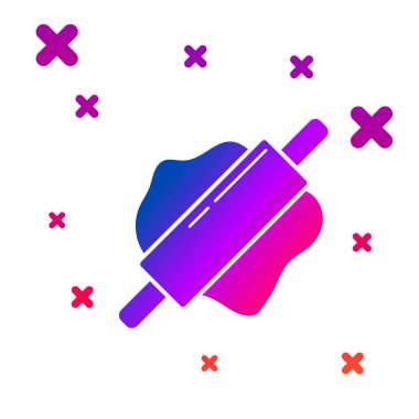 Beyaz arkaplanda renkli yuvarlanan pin simgesi izole edildi. Kademeli rastgele dinamik şekiller. Vektör İllüstrasyonu