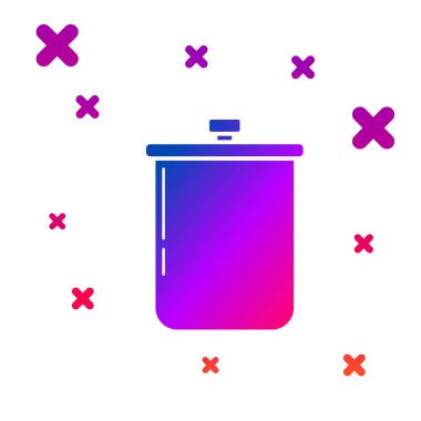 Beyaz arkaplanda izole edilmiş renkli tencere simgesi. Haşlama ya da güveç besin sembolü. Kademeli rastgele dinamik şekiller. Vektör İllüstrasyonu