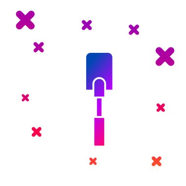 Beyaz arkaplanda izole edilmiş renkli Spatula simgesi. Mutfak spatula ikonu. Bbq spatula işareti. Barbekü ve ızgara aleti. Kademeli rastgele dinamik şekiller. Vektör İllüstrasyonu