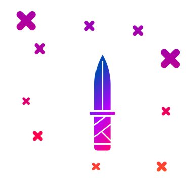 Beyaz arka planda izole edilmiş renkli askeri bıçak ikonu. Kademeli rastgele dinamik şekiller. Vektör İllüstrasyonu