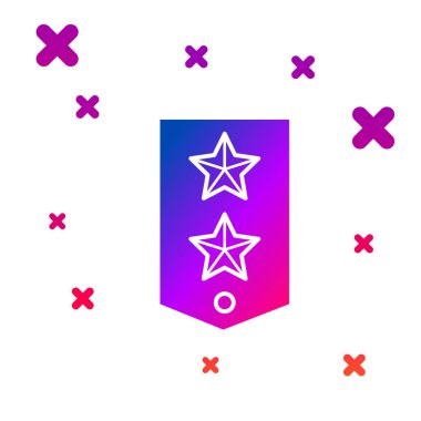 Beyaz arkaplanda izole edilmiş renkli sembol. Askeri rozet işareti. Kademeli rastgele dinamik şekiller. Vektör İllüstrasyonu