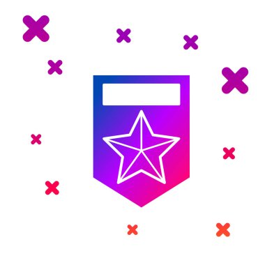 Beyaz arkaplanda izole edilmiş renkli sembol. Askeri rozet işareti. Kademeli rastgele dinamik şekiller. Vektör İllüstrasyonu