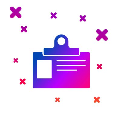 Beyaz arka planda yalıtılmış renk tanımlama rozeti simgesi. Bu sunum, şirketin kimliği, reklam için kullanılabilir. Degrade rasgele dinamik şekiller. Vektör Illustration