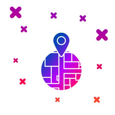 Harita kağıdındaki renk tutucu beyaz arkaplanda izole edilmiş perspektif simgesi. Kademeli rastgele dinamik şekiller. Vektör İllüstrasyonu